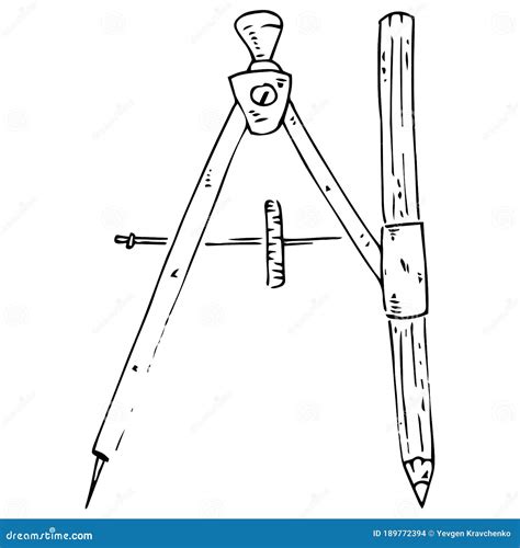 Compass With Pencil For Geometry Icon Vector Of A Compass With A