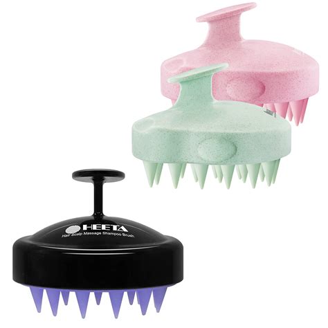 Heeta Scalp Massager 3 Pack For Hair Growth Soft Silicone Bristles To Remove