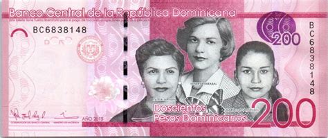 banknote dominican rep 200 pesos dominicanos mirabal s sisters monument 2015 2016
