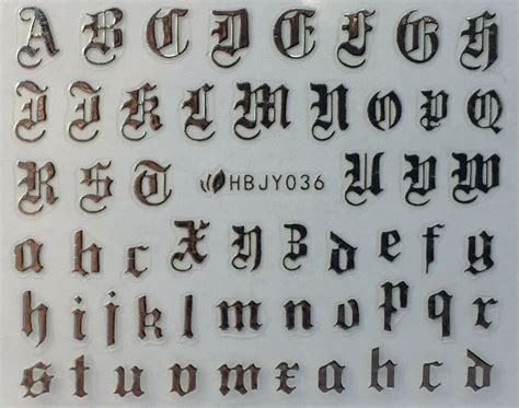 All letters appear individually on a single sticker. Nail Art 3D Decal Stickers Alphabet Letters Silver HBJY036 ...