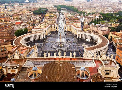 Aerial View Of The Saint Peters Square Piazza San Pietro In Vatican