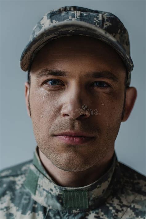 Portrait Of Sad Soldier In Military Stock Photo Image Of Celebration