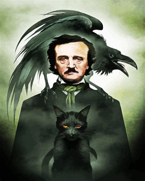 Edgar Allan Poe And Cat 5d Diamond Painting