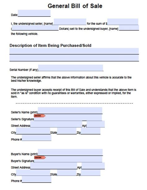 Free General Bill Of Sale Form Pdf Word Do It Yourself Forms Free