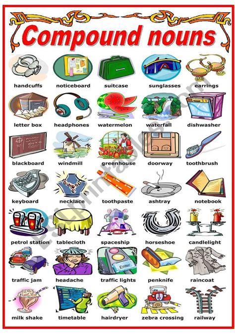 Compound Nouns Pictionary Bandw Version Included Esl Worksheet By