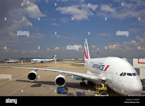 Air France Airbus A380 Standing Outside Terminal 4 Heathrow Airport