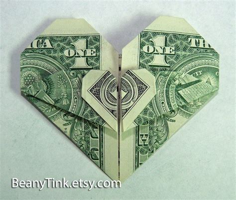 Money Origami Folded Dollar Bill Heart Easy Origami Crafts 7 Ways To
