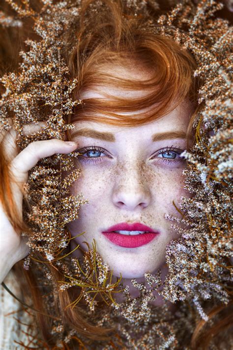 Sensual Gaze Women Eyes Blue Eyes Face Freckles Redhead Model