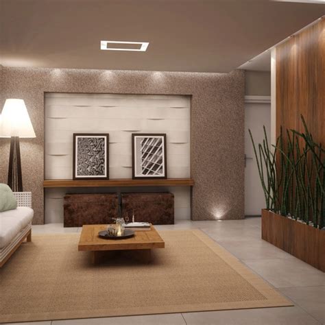 Modern Contemporary Living Room Design With Wall Texture Decoration