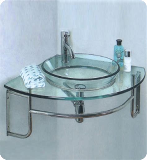 24 Inch Single Sink Corner Mount Glass Bathroom Vanity