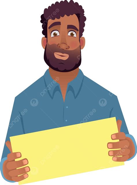 African Man Holding Blank Card Vector Poster Template Vector Vector