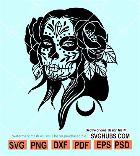 Sugar Skull Girl Svg Woman Sugar Skull Svg Sugar Skull Svg Sugar