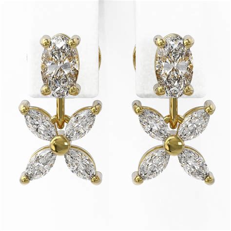 Lot Ctw Oval Marquise Cut Diamond Earrings K Yellow Gold