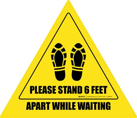 Please Stand 6 Feet Apart While Waiting Shoe Prints Triangle
