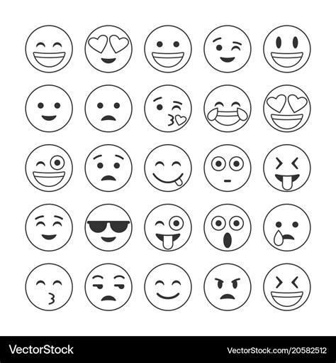 Emoji And Emoticons Smiles Flat Icons Set Vector Image