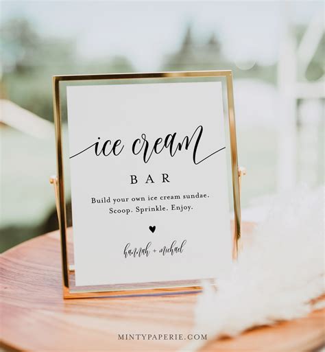 Ice Cream Bar Sign Sundae Bar Minimalist Wedding Ice Cream Station Printable Dessert Sign