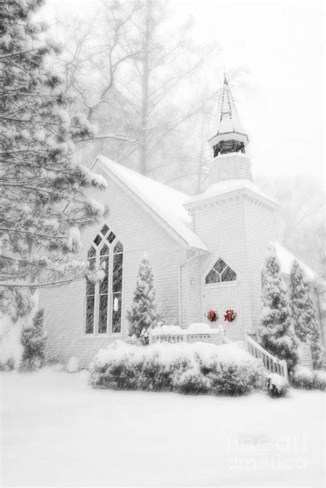 Winter Church With Christmas Wreath Photograph By Vizualstudio Winter