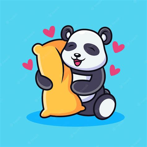 Premium Vector Panda Hug Pillow With Love Animal Cartoon Vector Icon