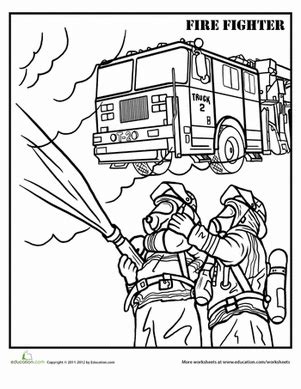 Learn about fire safety week with this free printable made for preschoolers. Firefighter Coloring Page | Coloring pages, Safety crafts ...