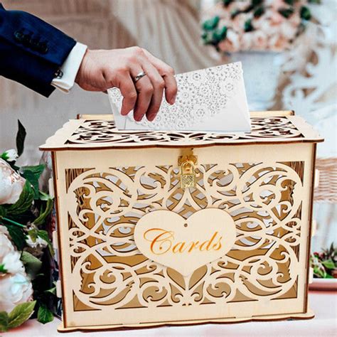 Wedding card boxes can range from simple to elaborate. DIY Wedding Gift Card Box Wooden Money Box With Lock ...