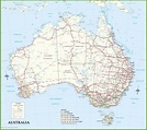 Large detailed road map of Australia