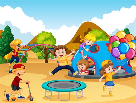 Happy Children At Playground 418604 Vector Art At Vecteezy