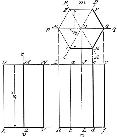 Projection Of Hexagonal Prism Clipart Etc