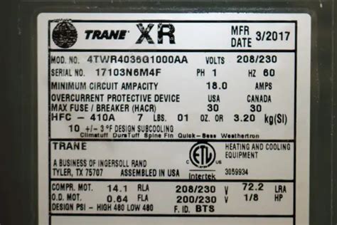 Trane Hvac Age Serial Number Decoding For Ac Furnace And Heat Pump