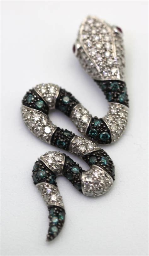 White And Blue Diamond Snake Pendant Cris Notti Jewels