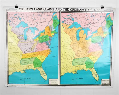 Vintage Us History Wall Map Western Land Claims And Ordinance Of 1787