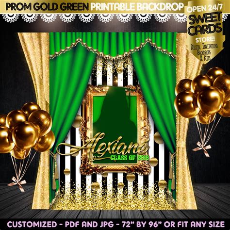 Prom Gold Green Printable Backdrop Prom Elegant Backdrop Etsy