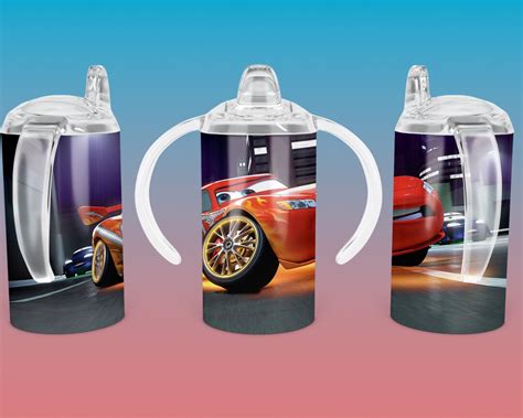 Cars 12oz Kids Sippy Cup Sublimation Designcars Baby Sippy Etsy