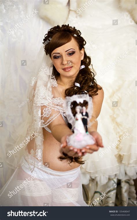 Nude Bride Portraitwedding Dress Lingerie Model Stockfoto Jetzt