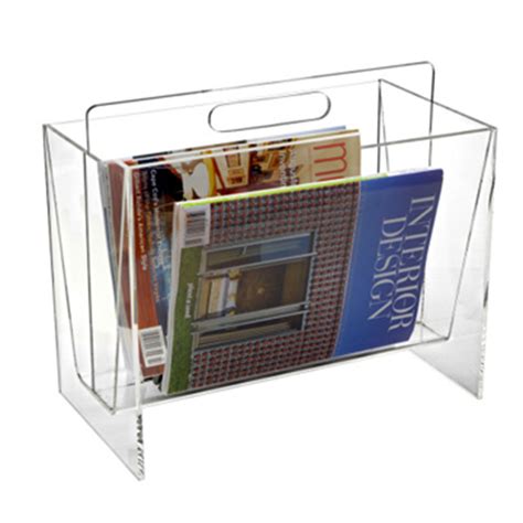 Clear Acrylic Magazine Rack With Handle Iangeldisplay