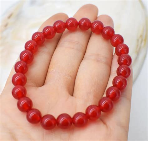 Red Jade Round 681012mm Bracelet 75inch Fppj Wholesale Beads Nature
