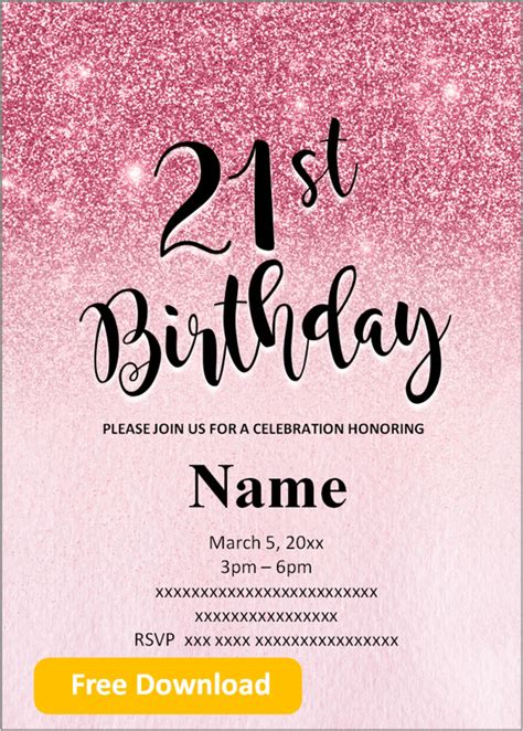 Download 23 Blank 21st Birthday Invitation Templates Free Printable