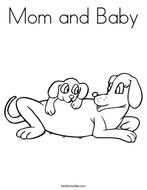 Gambar Mom Baby Coloring Page Twisty Noodle Pages Dogs Di Rebanas Rebanas
