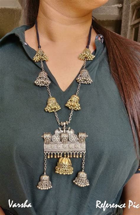 Oxidized Indian Jewelry Indian Jewelry Indian Necklace Long Etsy