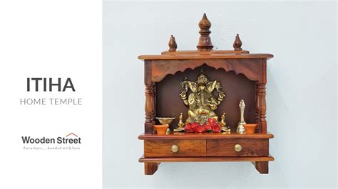 Itiha Wall Mounted Home Temple Honey Finish Best Home Temple