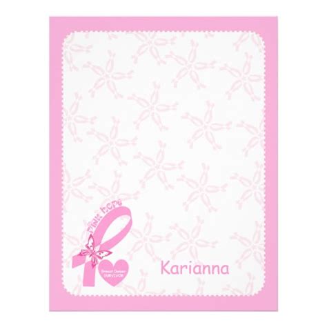 Pink Ribbon Breast Cancer Survivor And Pink Border Letterhead Template