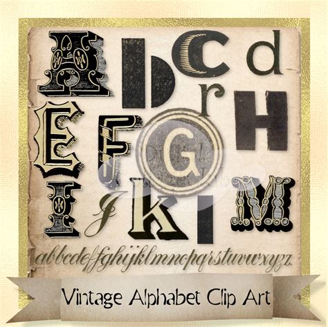 Vintage Alphabet Clip Art Collection The Digital Collage Club