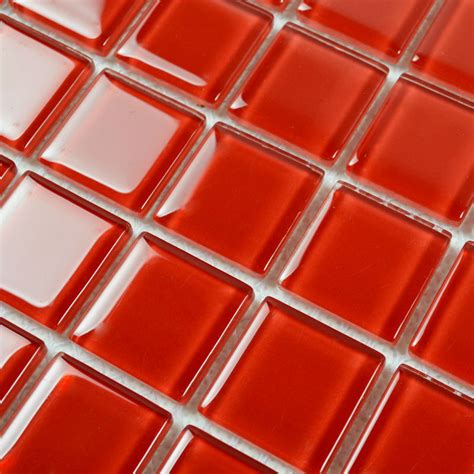 Red Glass Mosaic Tile Backsplash Crystal Glass Tiles Kitchen Wall Border Stickers Swimming Pool