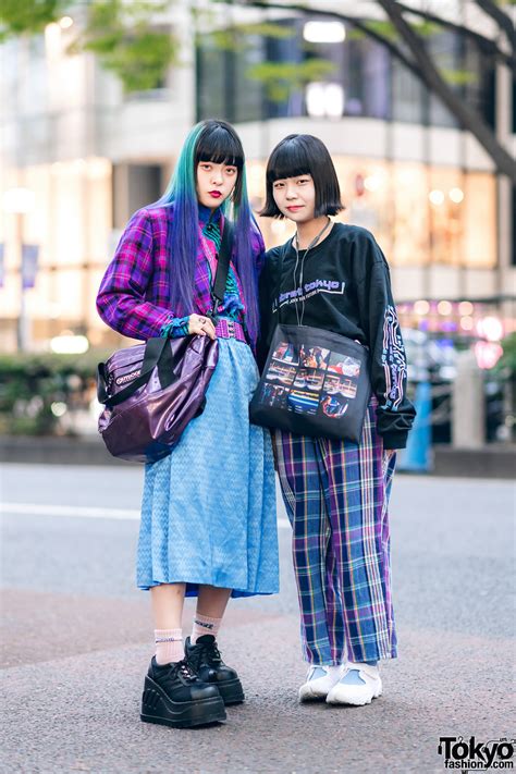 Harajuku Girls Streetwear Styles W Ombre Hair Rrr Vintage Plaid