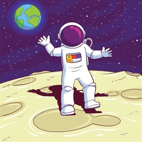 Hand Drawn Astronaut On The Moon 7949236 Vector Art At Vecteezy