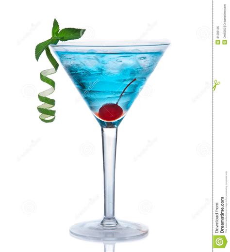 Tropical Martini Cosmopolitan Cocktail Or Blue Hawaiian Stock Image
