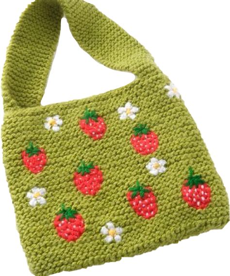 Cottagecore Bag Strawberries Cute Bag Purse Crochet Yarn Knit