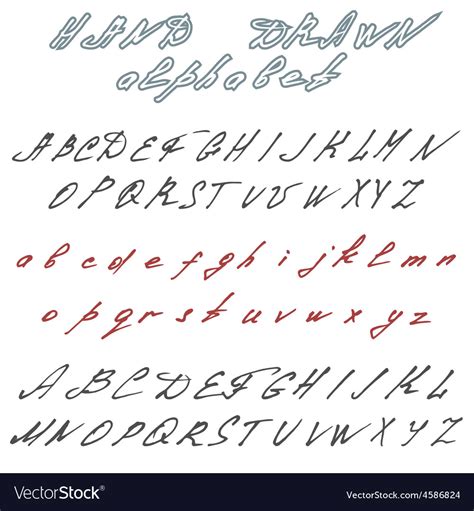 Hand Drawn Font Handwriting Doodle Alphabet Vector Image