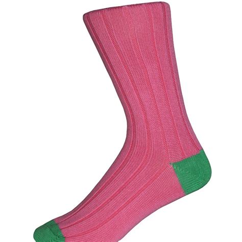 Pink And Green Cotton Heel And Toe Socks Mens Country Clothing Cordings