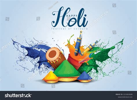 Happy Holi Festival Colorful Pot Powder Stock Vector Royalty Free