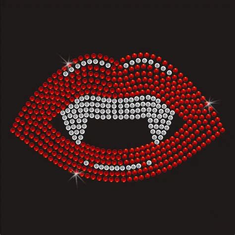 2pclot Red Lips Hot Fix Rhinestone Transfer Motifs Sticker Iron On